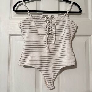Guess Striped Black/White Striped Bodysuit